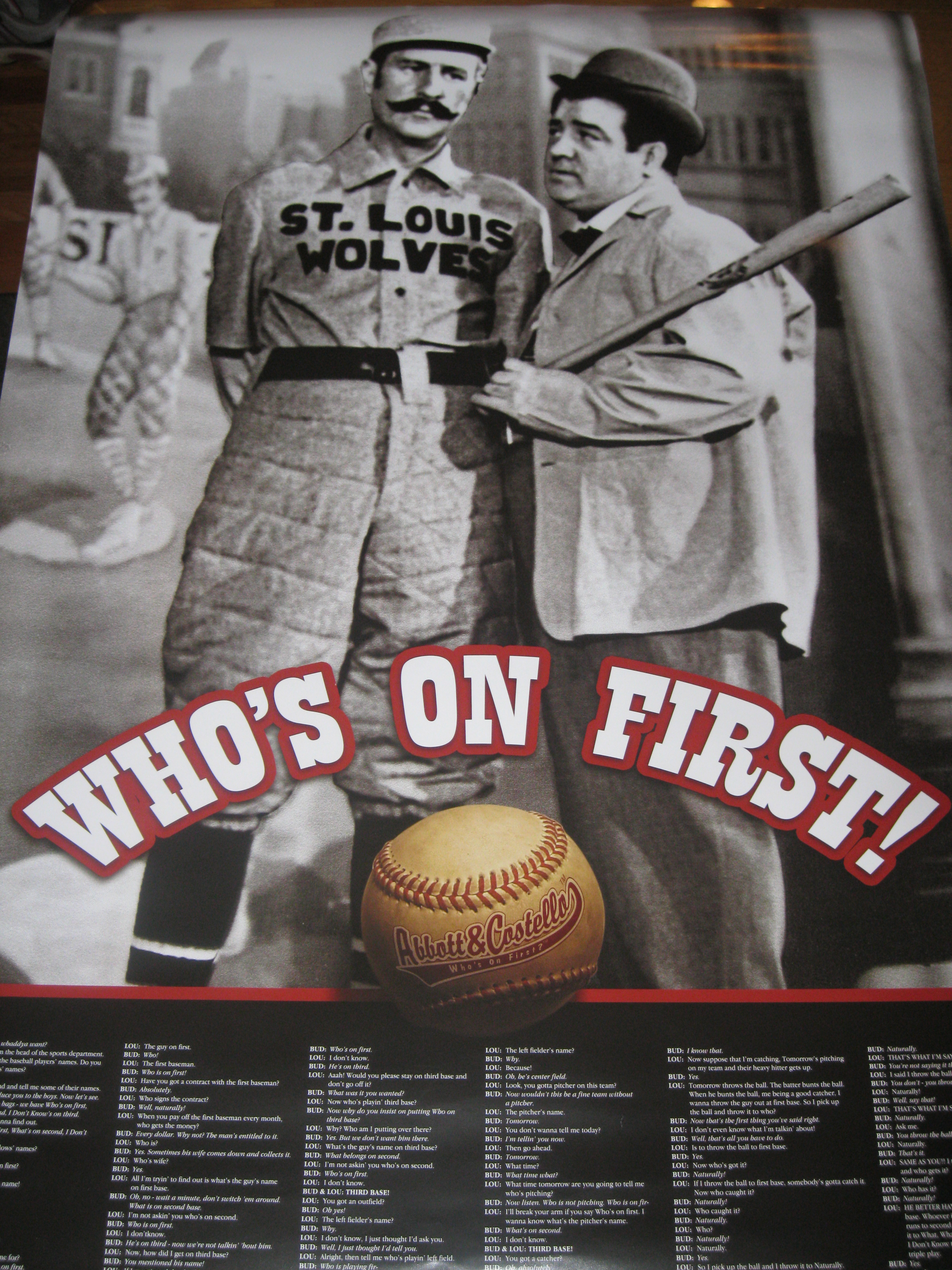 Who's On First Wall Poster with Baseball - Click Image to Close